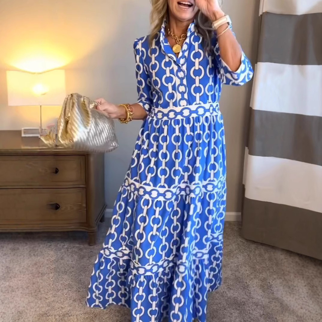 Summer Clothing Amazon - Lange jurk met geometrische print Zomer