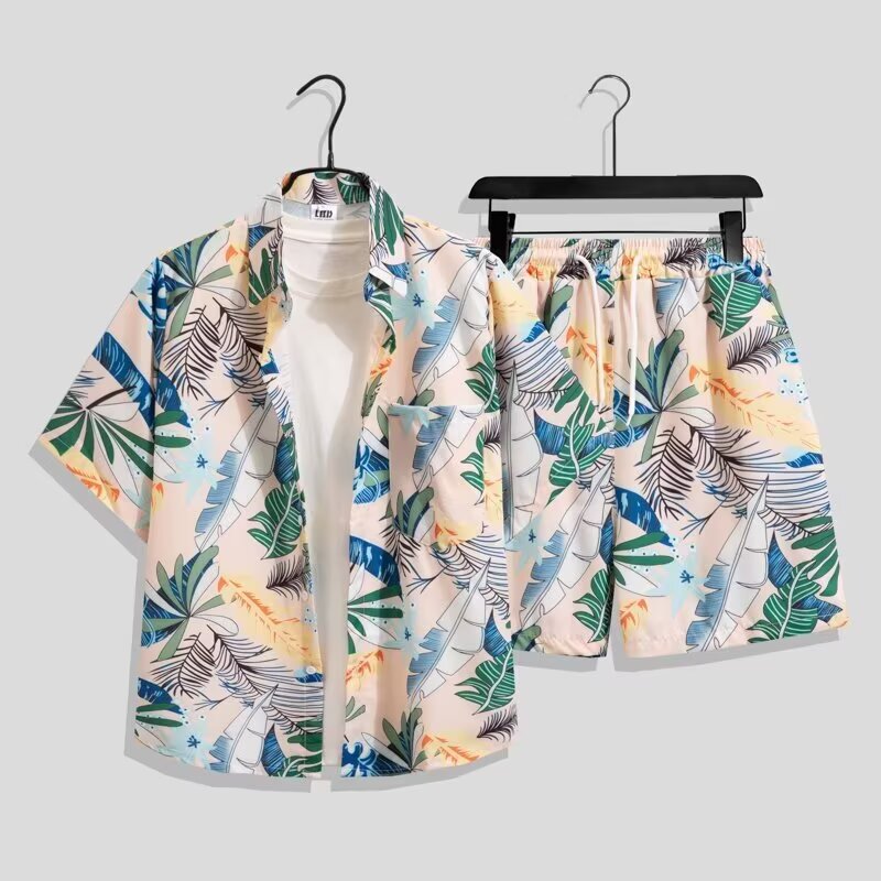 Summer Clothes Fashion - Hawaiiaanse stijl shirtset voor heren, zomerse