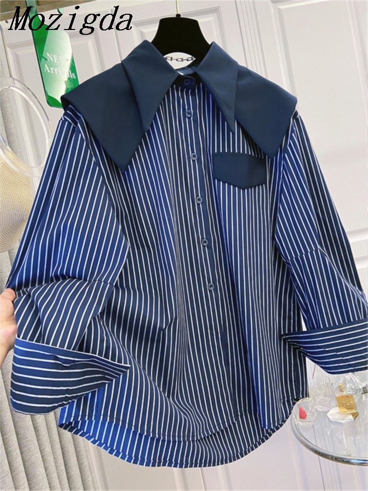Summer Clothing In Winter - Herfst Winter Dames Shirts Patchwork Gestreepte