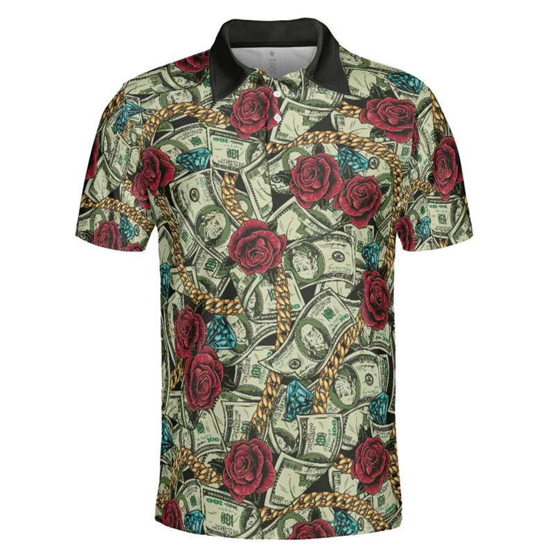 Summer Green Clothing - Vintage streetwear poloshirts voor herenkleding 3D
