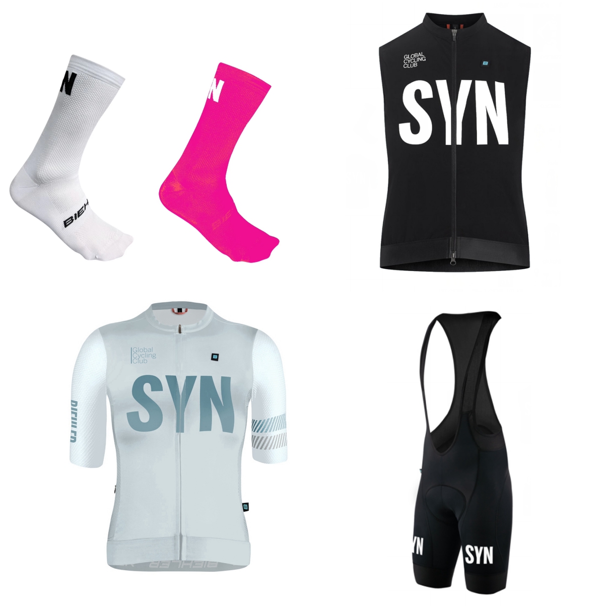 Summer Green Clothing - SYN Witte wielertrui met korte mouwen