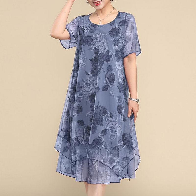 Nieuwe O-hals Korte Mouw Jurke - Summer Clothing For 70 Year Old Woman recensie en prijs