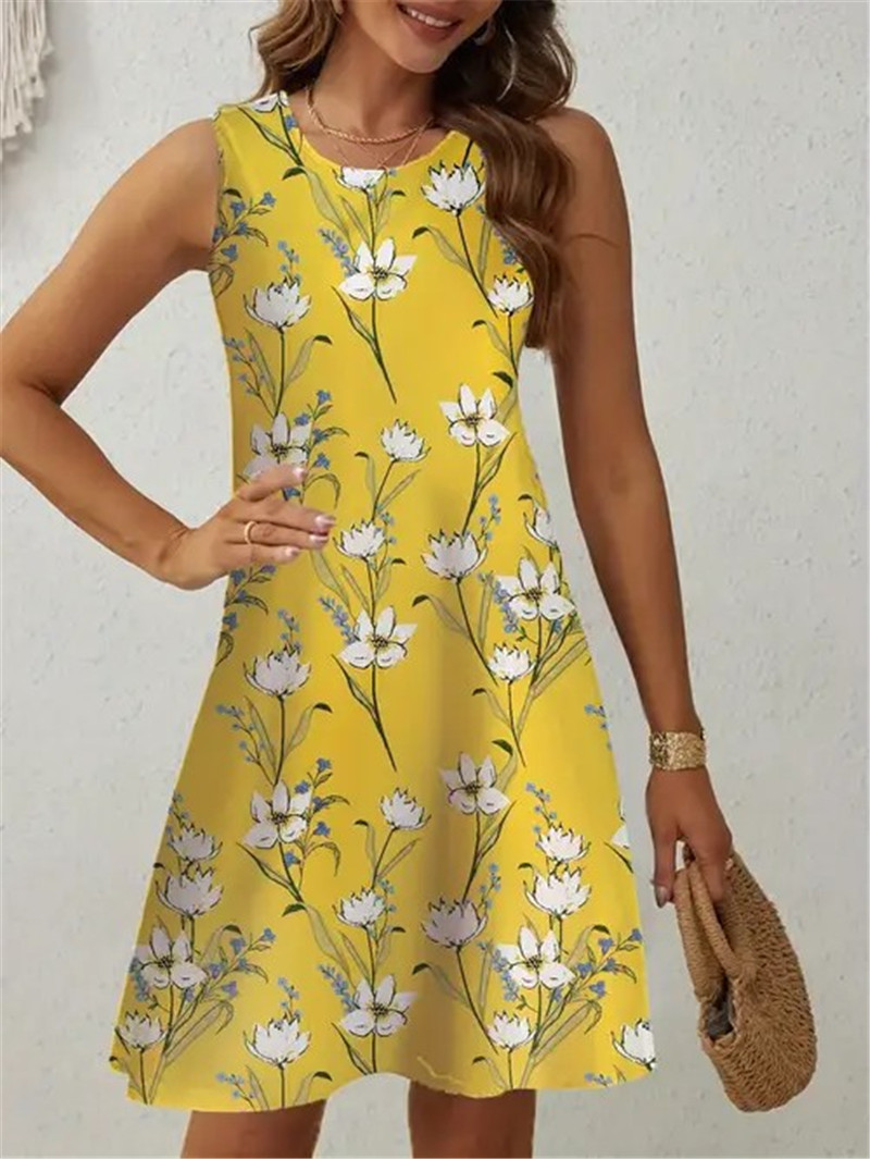 Casual gele bloemenjurk Dames  - Soft Summer Yellow Clothing recensie en prijs